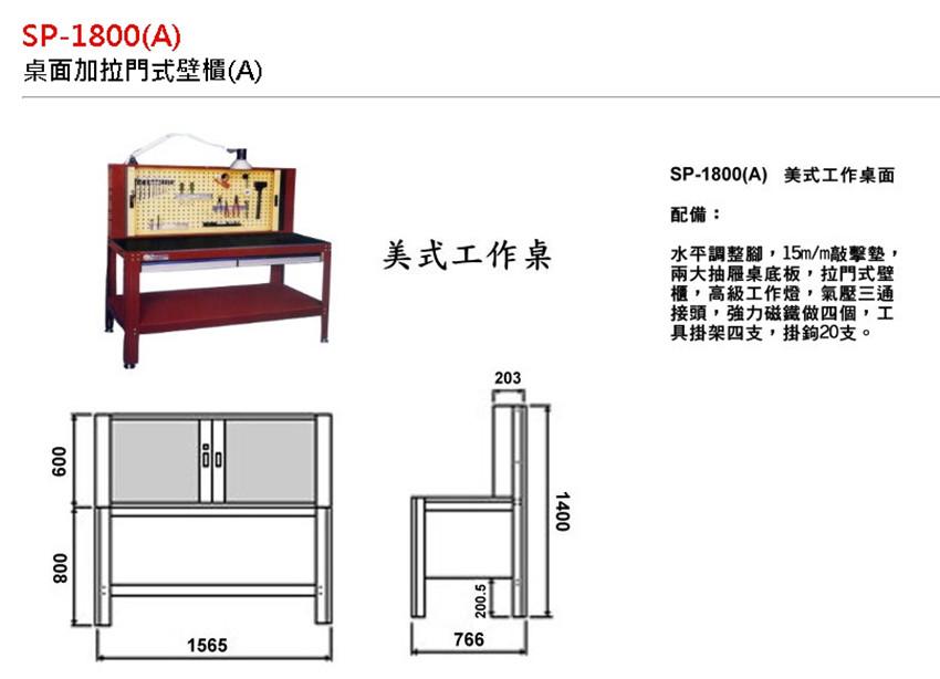 美式工具桌-桌面加拉門式壁櫃(A)